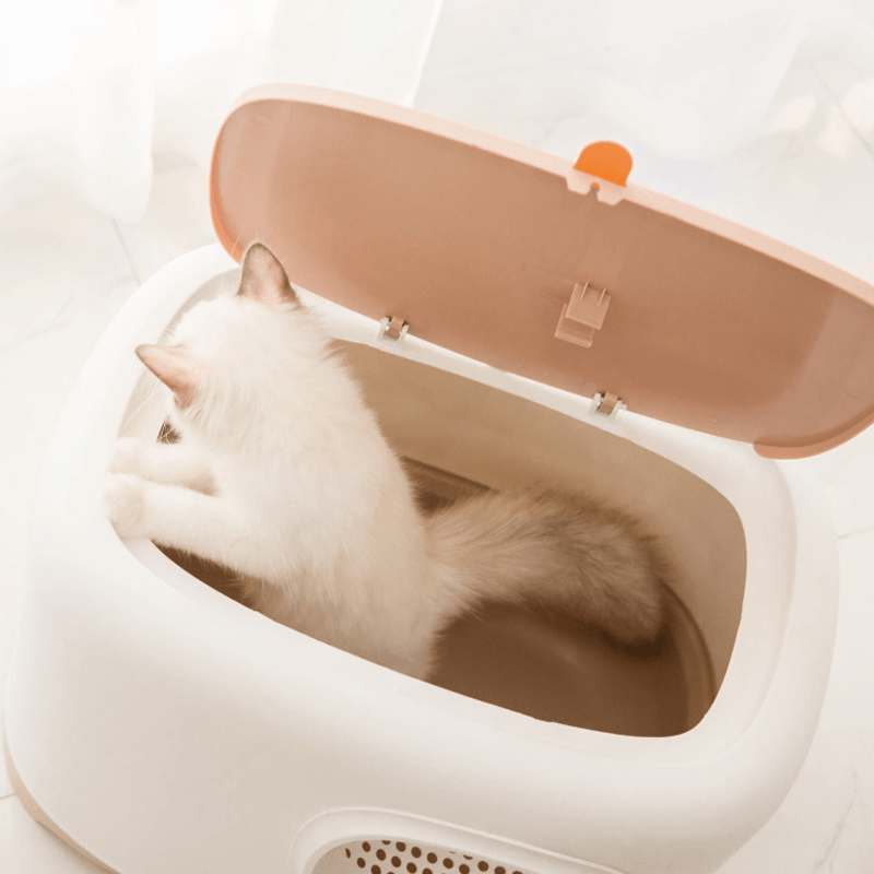 Cat Bedpan Enclosed Cat Litter Box with Litter Scoop - MRSLM