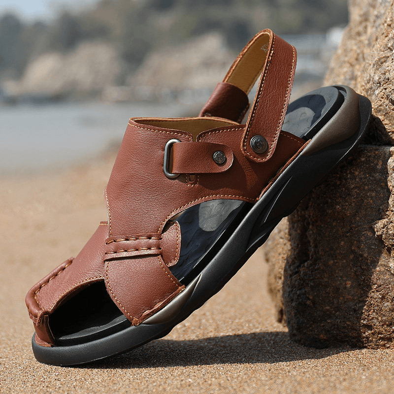 Men Microfiber Soft Sole Non Slip Lightweight Closed Toe Casual Beach Sandals - MRSLM