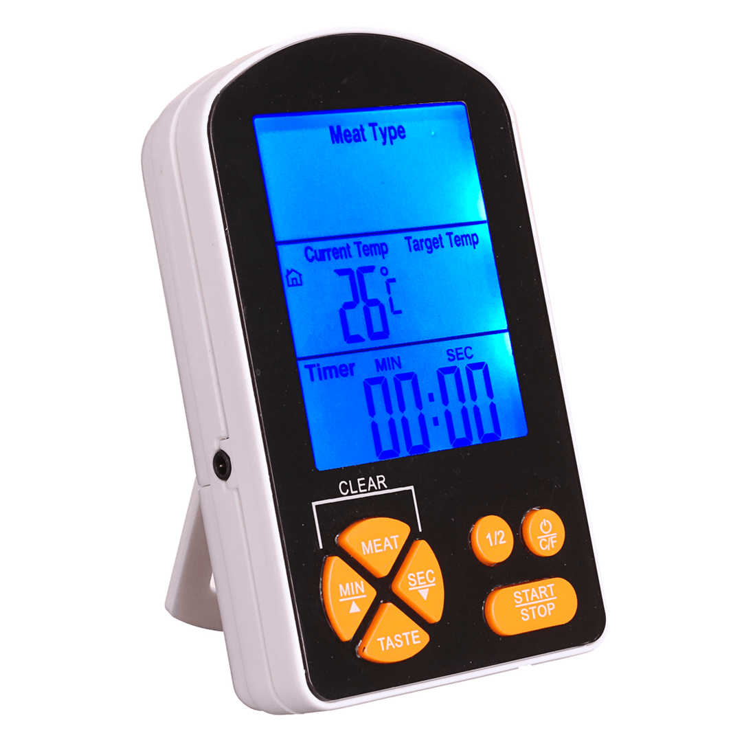 Outdoor BBQ Cooking Digital LCD Remote Thermometer with Built-In Timer Alarm AAA Battery - MRSLM