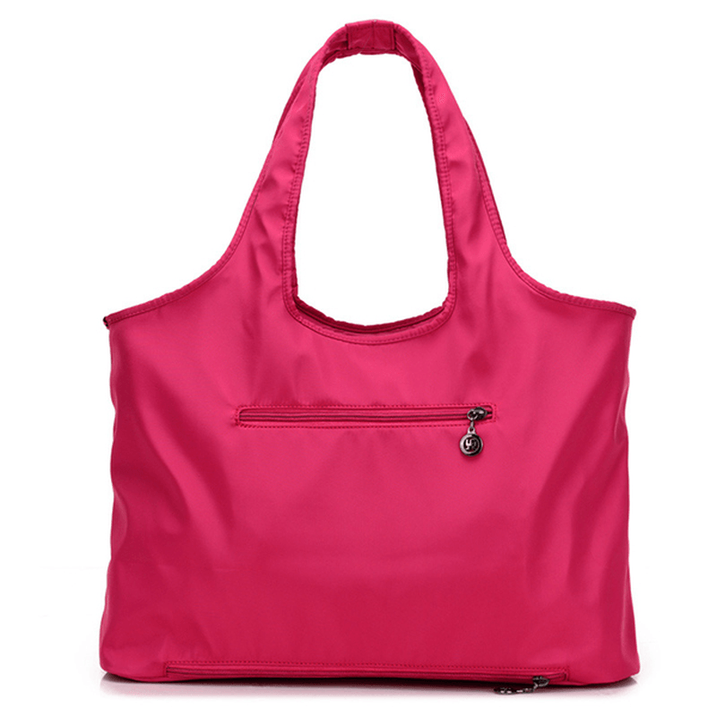 Women Nylon Handbag Solid Tote Bag Multi Pocket Shopping Bag - MRSLM