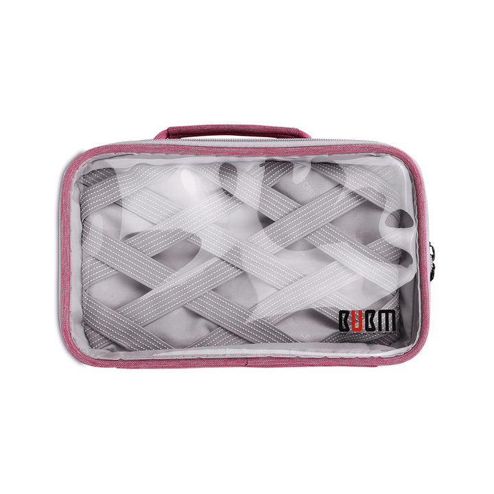 BUBM TTR Multi-Functional Portable Transparent Electronics Accessories Organizer Cosmetic Bag - MRSLM