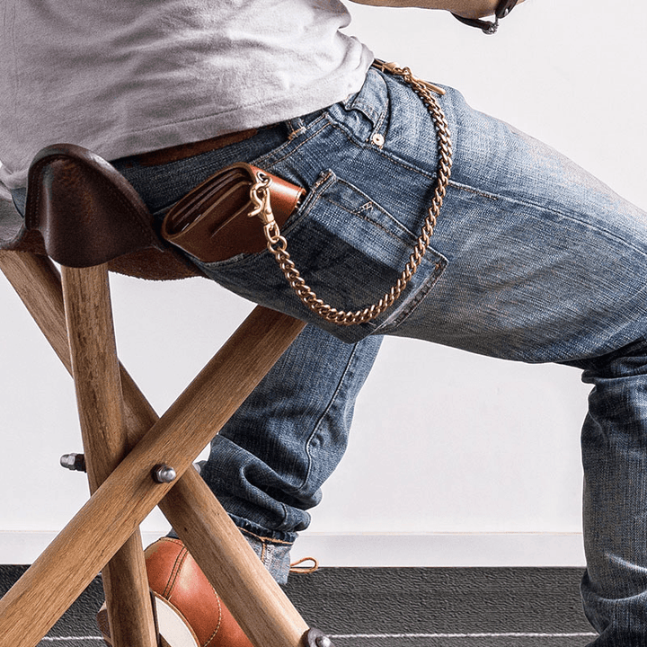 Men Anti-Theft Vintage Long Zipper Wallet Card Holder with Chain - MRSLM