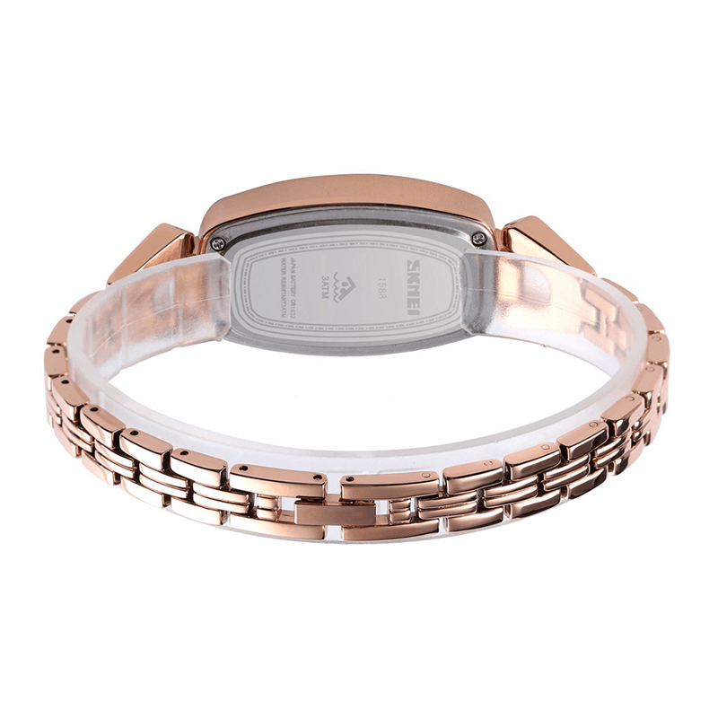 SKMEI 1588 Diamond Rectangle Dial Ladies Bracelet Watch Full Steel Touch Screen Digital Watch - MRSLM