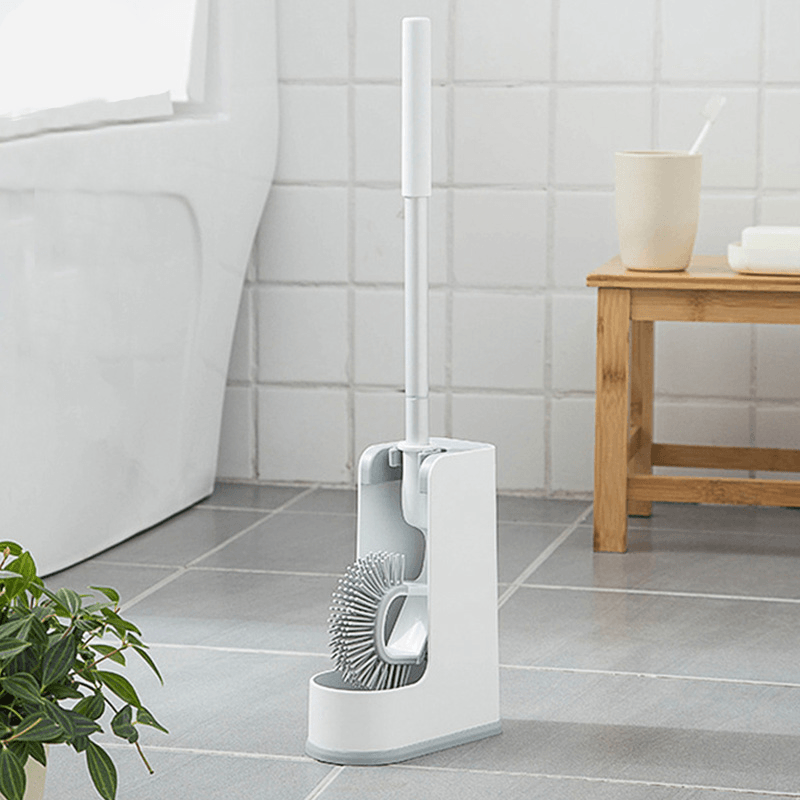 Silicone Toilet Brush Soft Bristle Wall-Mounted Bathroom Toilet Brush Holder Clean Tool - MRSLM