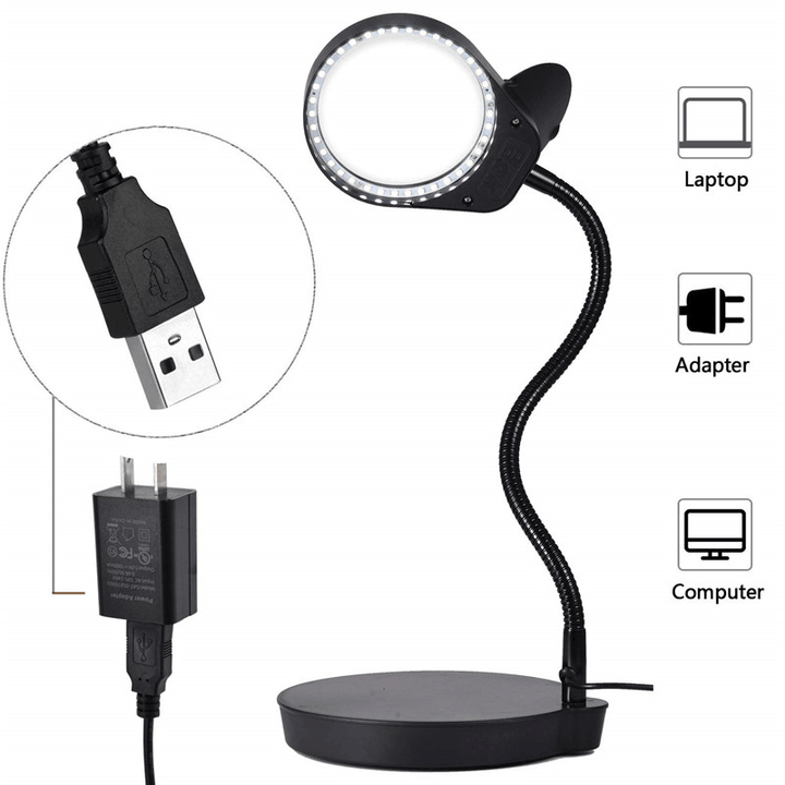 PD-4S Clamp Desktop 2 in 1 USB Magnifier Lamp with 38Pcs Led Lights 8X Magnifying Glass for PCB Inspection Reading and Handcrafts - MRSLM