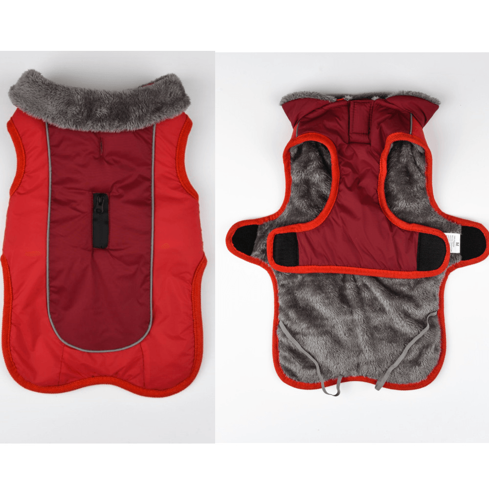 Winter Waterproof Dog Clothes Dog Jacket Vest Pet Warm Padded Coat Fur Collar - MRSLM