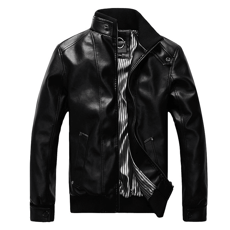 Fashion Brand Casual PU Leather Jacket Youth All-Match Leather Jacket Men - MRSLM