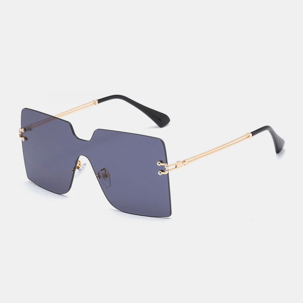 Women Oversized Square Frame Fashion Metal UV Protection Sunglasses - MRSLM