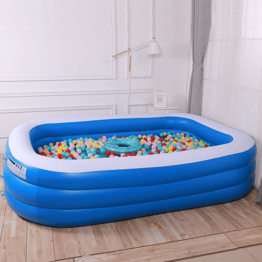3-Layer Blue and White Inflatable Foldable Portable Swimming Pool Bathtub for Adult Children Home - MRSLM