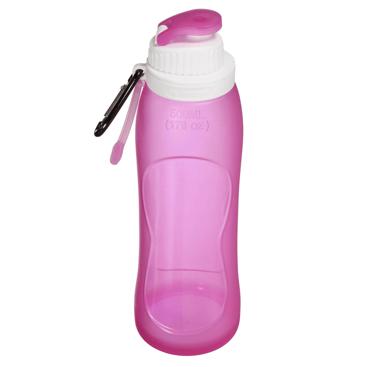 500ML Foldable Water Bottle Silicone BPA Free Kettle Drinking Bottle Outdoor Travel Running Hiking Cycling - MRSLM