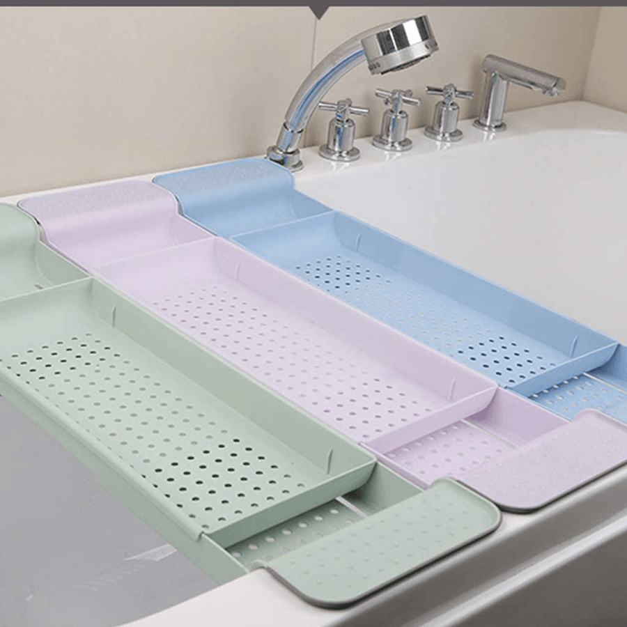 Home Bath Tub Tray Rack over Bath Kitchen Extendable Soap Shower Storage Shelf - MRSLM