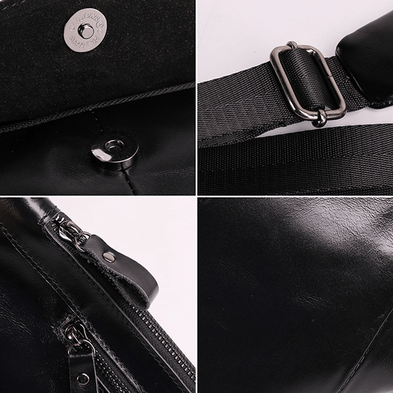 Men Cowhide Genuine Leather Vintage Chest Bag - MRSLM