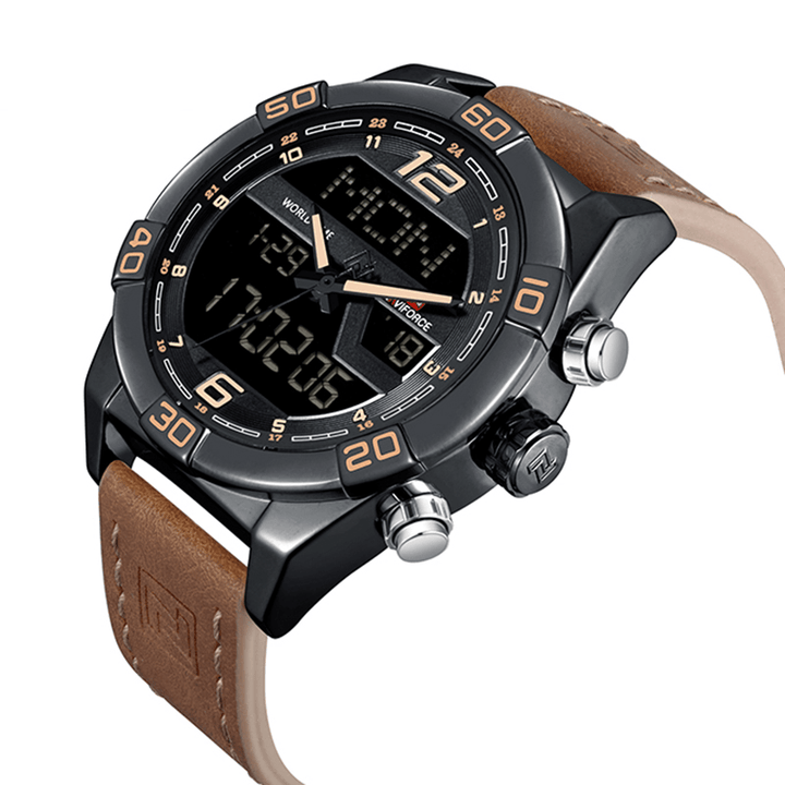 NAVIFORCE 9128 Dual Display Digital Watch Chronograph Men Alarm Sport Wrist Watch - MRSLM