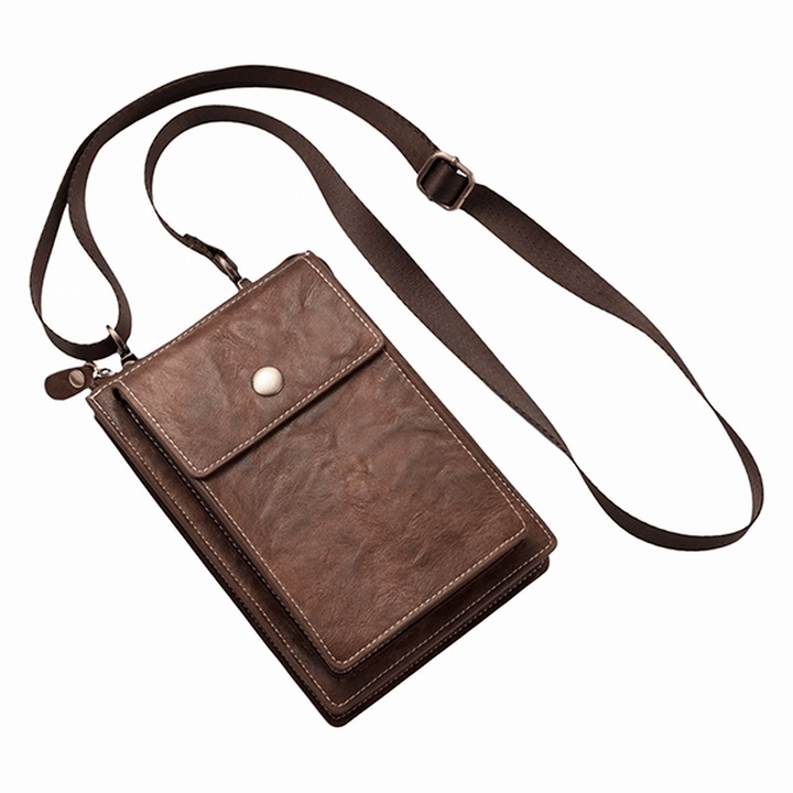 Vintage Casual Double Zipper 6 Inch Phone Bag Crossbody Bag Waist Bag for Men - MRSLM