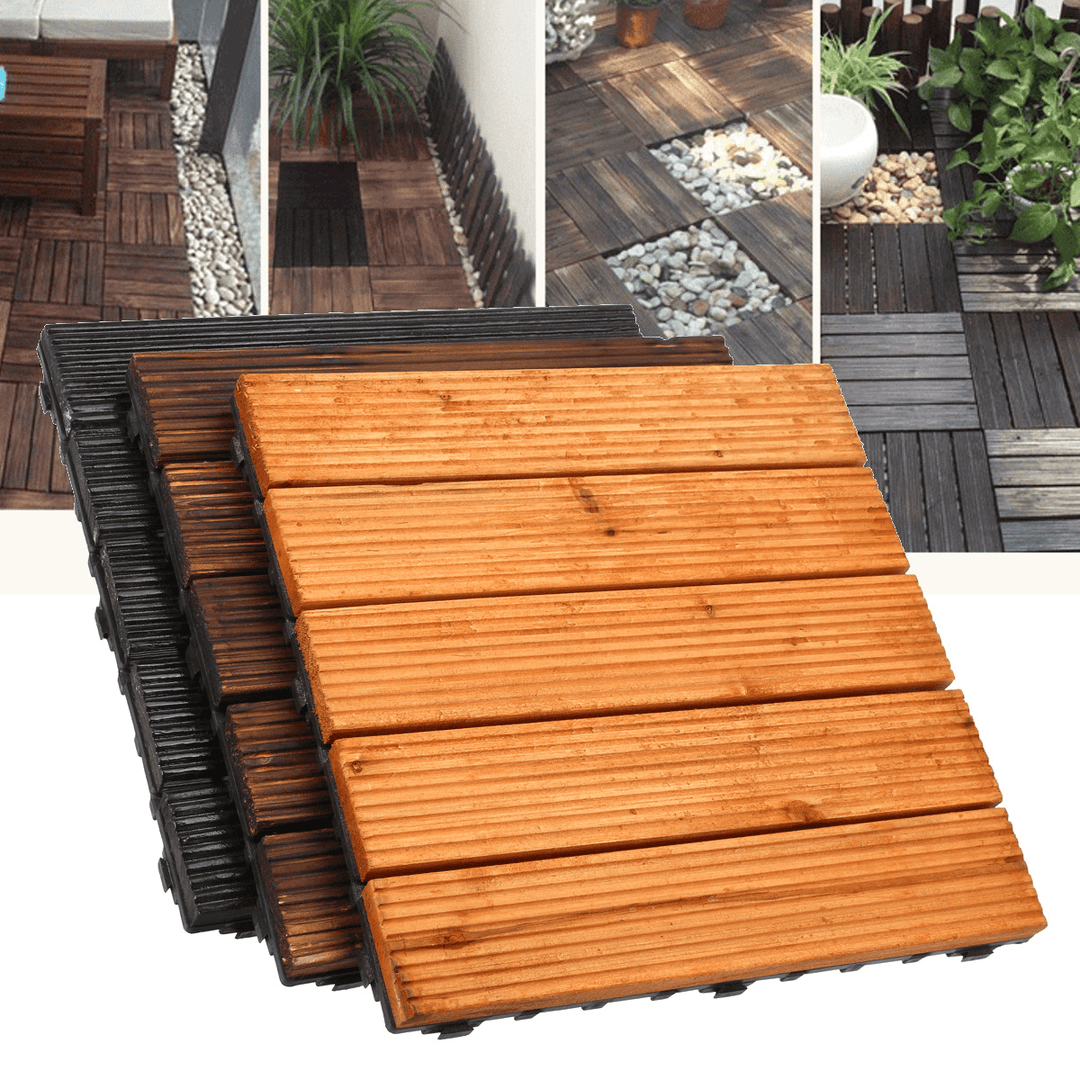 30X30Cm DIY Wood Patio Interlocking Flooring Decking Tile Indoor Outdoor Garden Floor Decorations - MRSLM