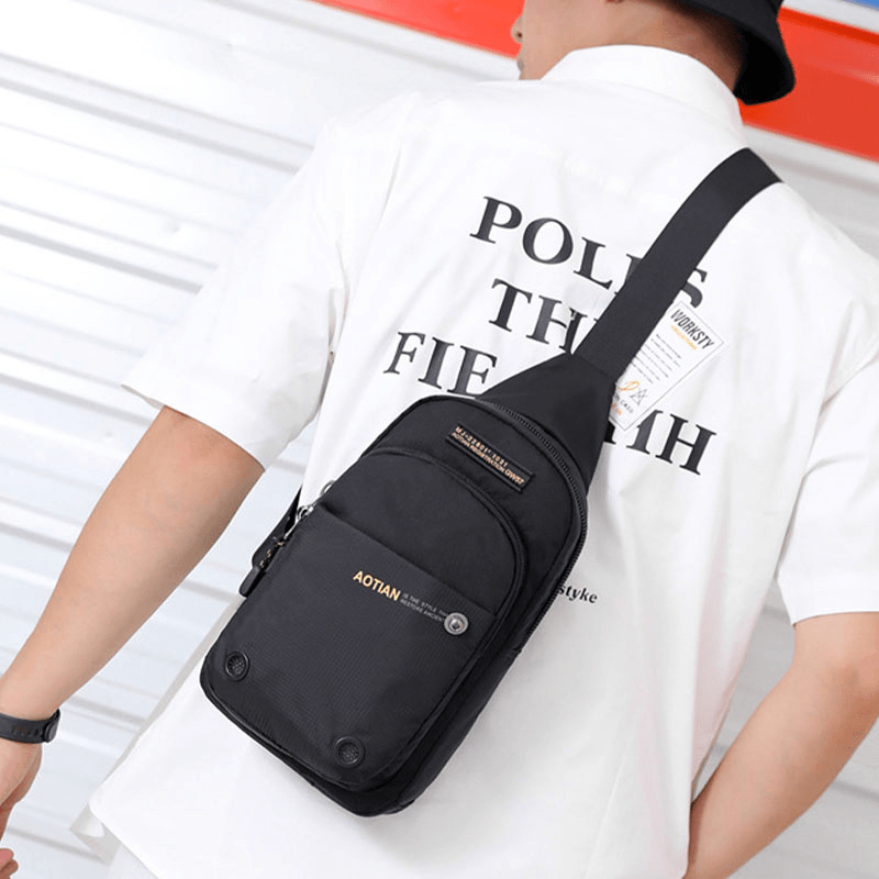 Men Fashion Multi-Color Nylon Waterproof Chest Bag Shoulder Bag - MRSLM