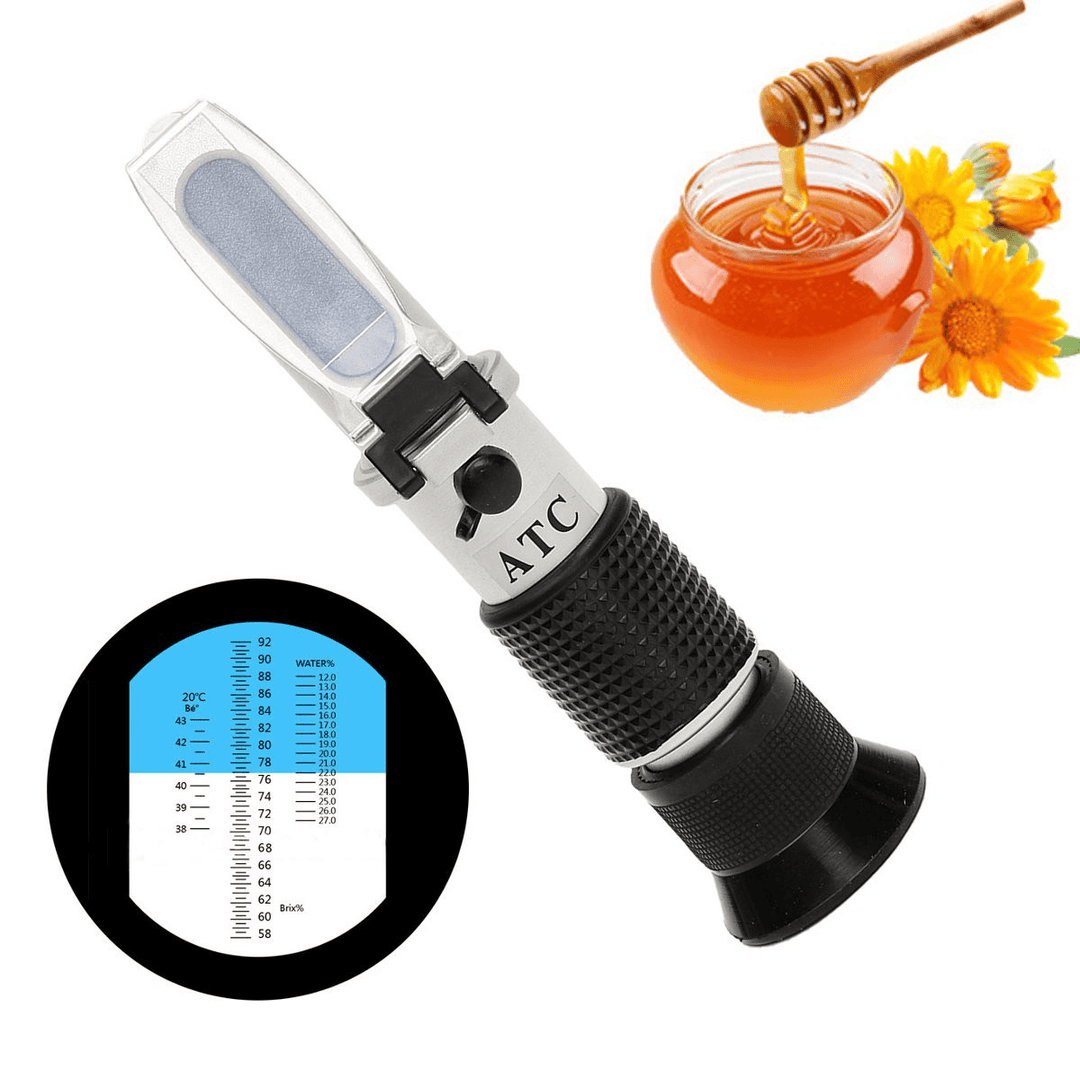 58-90% Portable Baume Honey Sugar Brix Refractometer Hand-Held Tester Hard Case - MRSLM