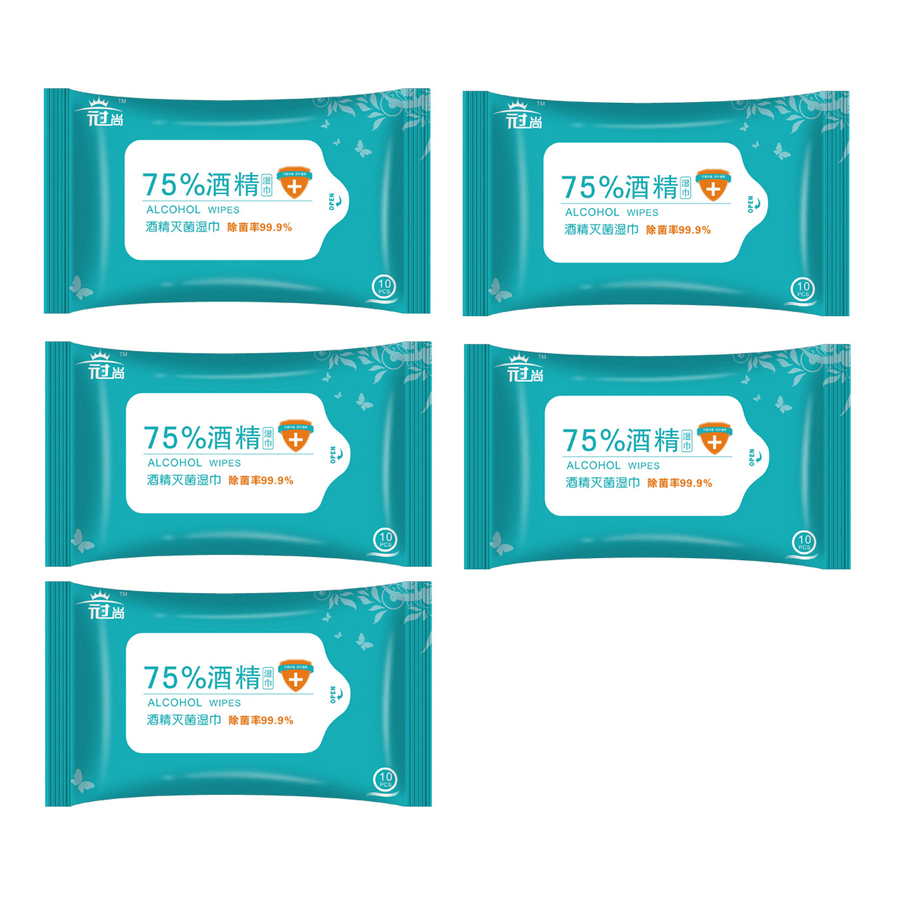 SHANGTAITAI 5 Packs of 10 Pcs 75% Medical Alcohol Wipes 99.9% Antibacterial Disinfection Cleaning Wet Wipes Disposable Wipes for Cleaning and Sterilization in Office Home School Swab - MRSLM