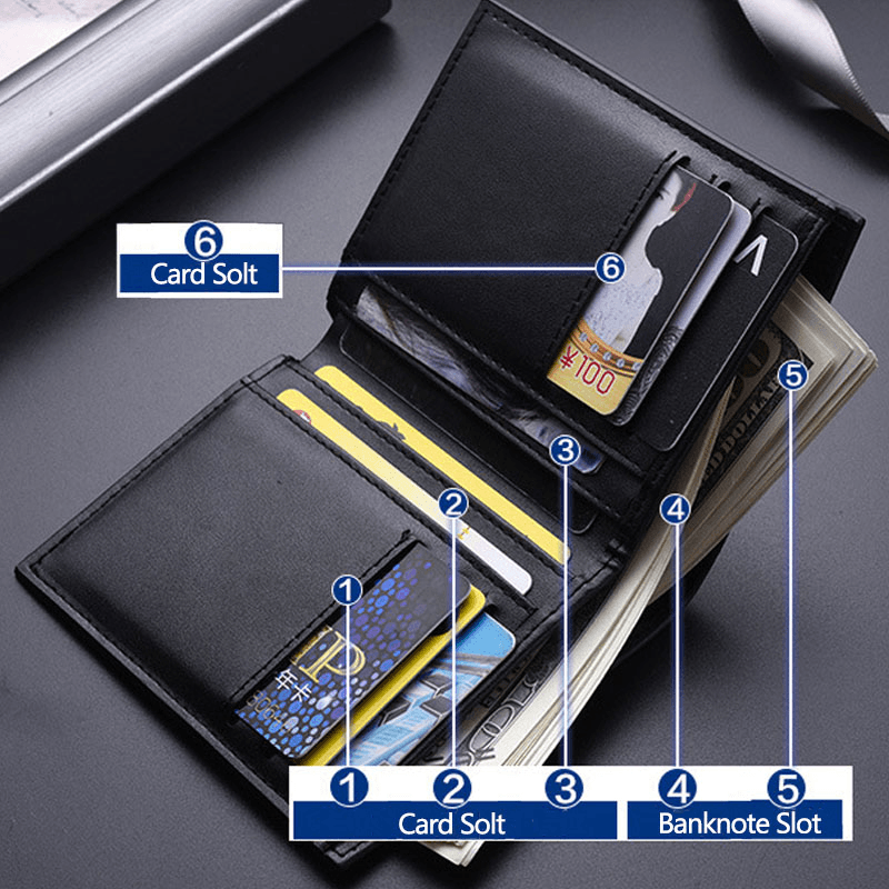 Men Vertical Bifold Thin Multi-Card Slot Card Holder Plaid Pattern Embossed Short Coin Purse Wallet - MRSLM