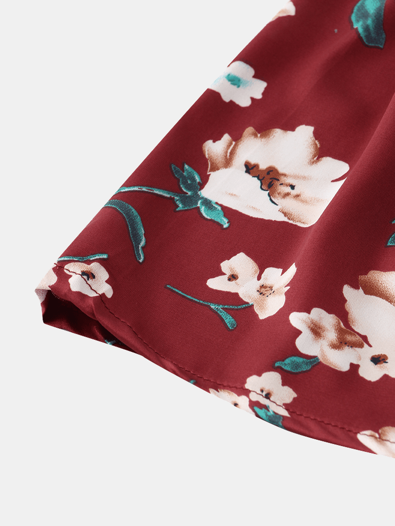 Women Floral Print Adjustablei Straps Smooth Home Pajama Sets - MRSLM