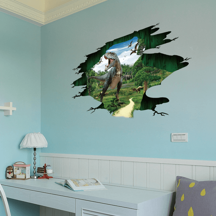 Miico Creative 3D Dinosaur Waterproof Removable Home Room Decorative Wall Door Decor Sticker - MRSLM
