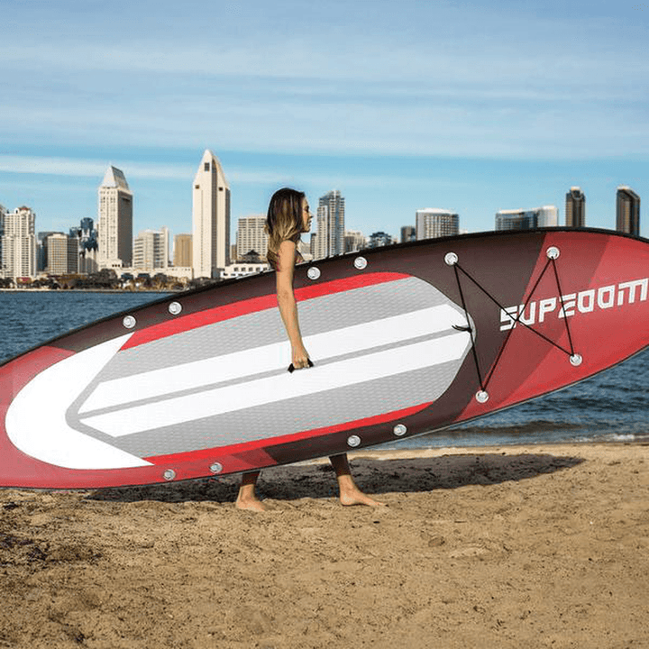 [US Direct] SUPZOOM Inflatable Surfing Paddle Board EVA Non-Slip Inflating Stand-Up Surfboard Light Weight Portable with Pump Paddle Bag Max Load 125Kg - MRSLM
