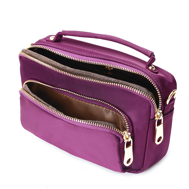 Women Nylon Waterproof Multi Pocket Zipper Handbag Crossbody Bag - MRSLM