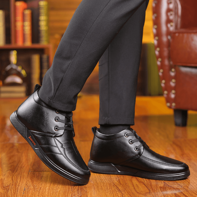 Men Microfiber Leather Warm Soft Sole Business Casual Ankle Boots - MRSLM