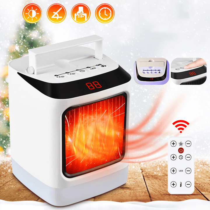 Bakeey 1000W Smart Electric Heater Portable PTC Ceramic Heating Fan Timing Cold & Warm Winter Warmer Remote Control with Colorful Night Light Overheat Protection - MRSLM