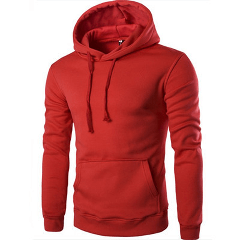 Pure Color Slim Men'S Hooded Long Sleeve Casual Simple Pullover Sweater - MRSLM