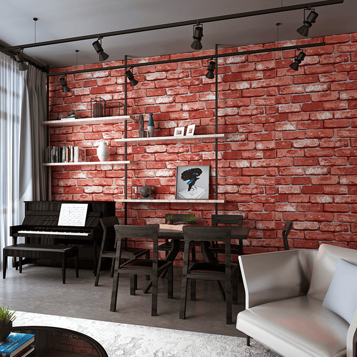 3D Effect Slate Brick Wall Decal Sticker - Self-Adhesive Faux Wallpaper for TV Wall Decor - MRSLM