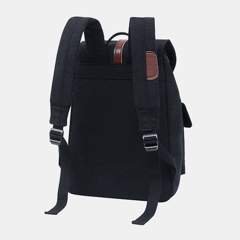 Women Canvas Double Front Pocket Design Large Capacity Travel Backpack Retro 14 Inch Laptop Bag - MRSLM