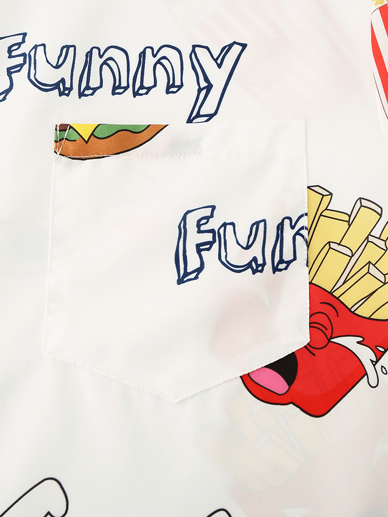 Mens Funny Fruit Hamburger Print Pajama Set Two Pieces Short Sleeve Summer Nightwear - MRSLM