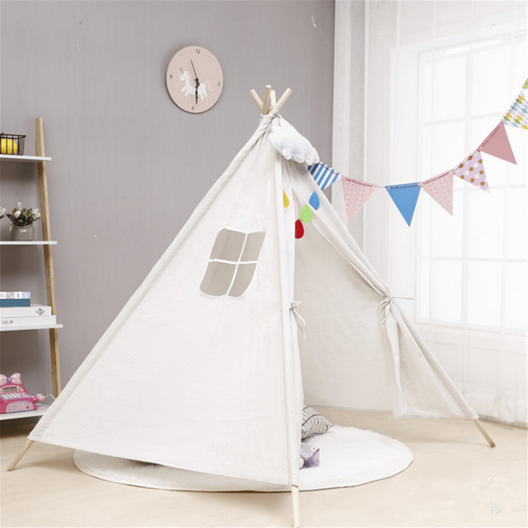 Large Cotton Wood Kids Teepee Tent Childrens Wigwam Indoor Outdoor Play House - MRSLM