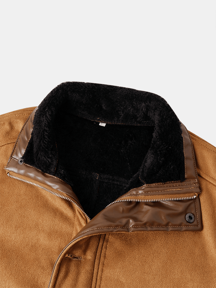 Mens Vintage Solid Color Warm Mid-Length Woolen Coats with Pocket - MRSLM