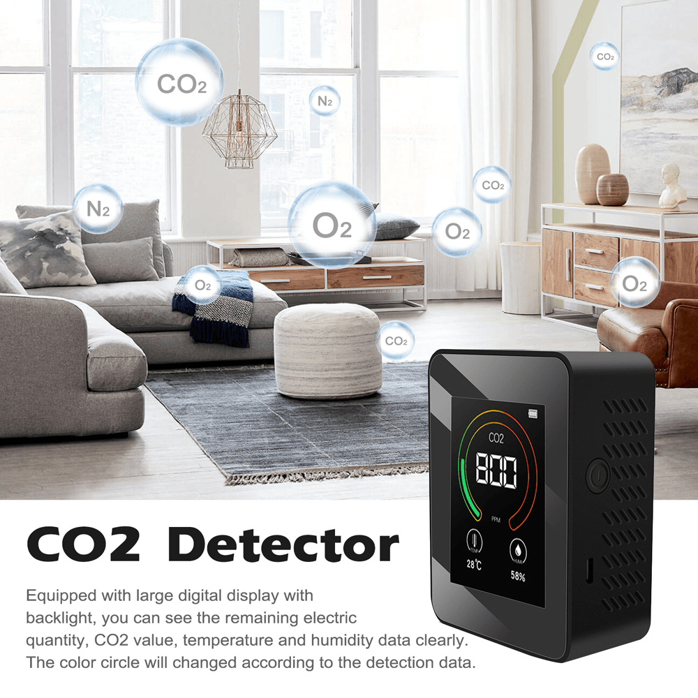 3 in 1 CO2 Air Monitor Carbon Dioxide Sensor Detector LCD Digital Display 5000PPM Temperature and Humidity Sensor Tester - MRSLM