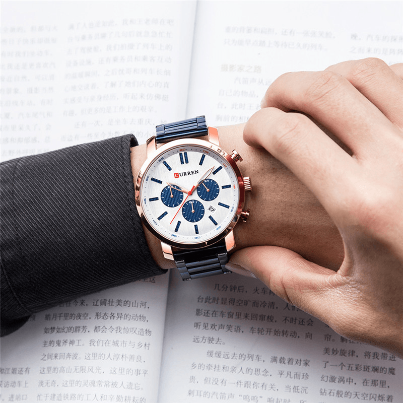 CURREN 8315 Chronograph Waterproof Quartz Watch Business Style Men Wrist Watch - MRSLM