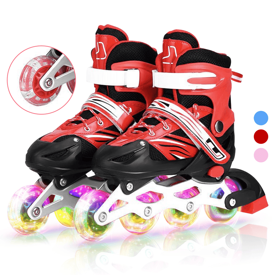 S/M/L Sizes Kids Adjustable Inline Skates with Light up Outdoor & Indoor Growing up Roller Inline Skates for Kids Boys,Girls and Beginner - MRSLM