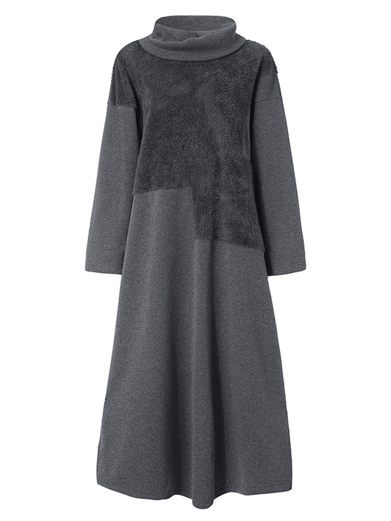 Women Casual Solid Color Long Sleeve Maxi Dress - MRSLM