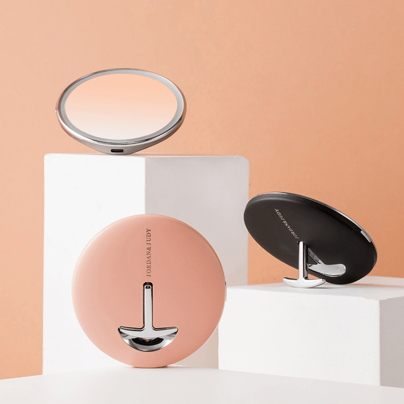 Jordan&Judy Portable Travel USB Rechargeable LED Makeup Mirror with Storage Bag - MRSLM