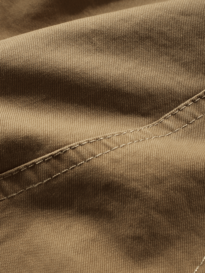 Mens 100% Cotton Multi Pockets Button Zipper Cargo Pants - MRSLM