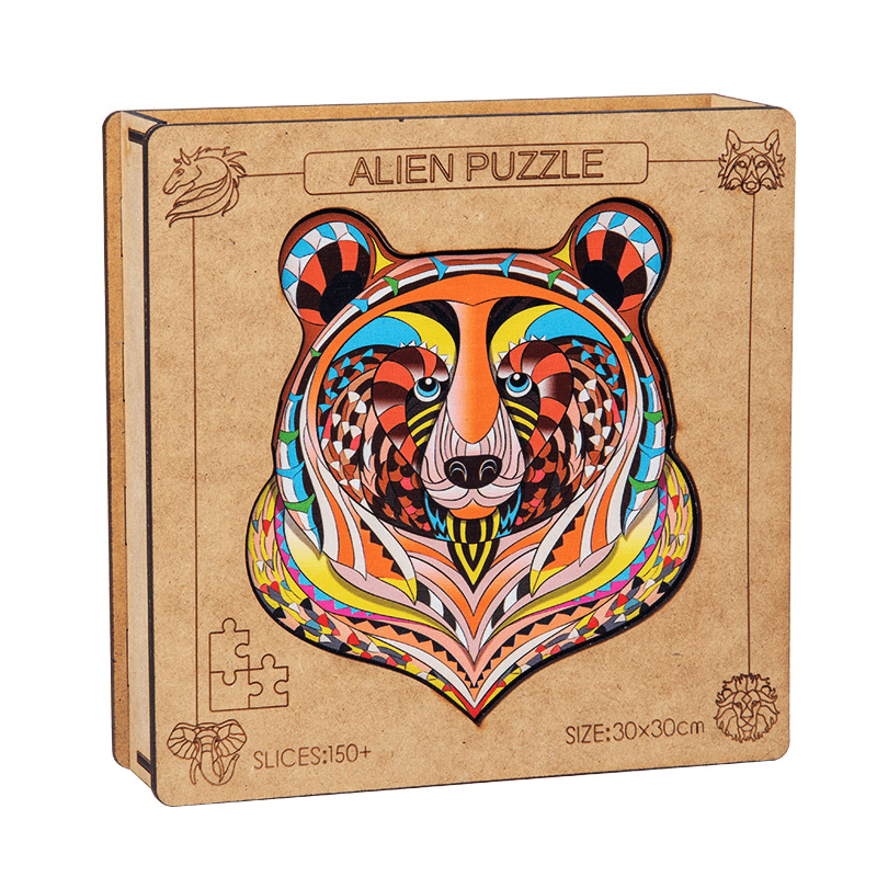 New 2021 Kids DIY Wood Jigsaw Puzzles for Adults Funny Family Game Puzzle with Wooden Box Sticky to Wall Toys - MRSLM