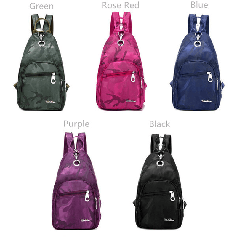 Women Nylon Camouflage Backpack Girls Outdoor Sports Multifunction Chest Bags Shoulder Bags - MRSLM