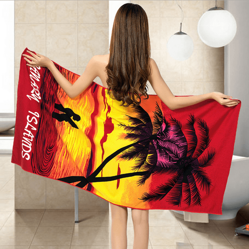 70X150Cm Coconut Trees Amorous Feelings Quick Dry Beach Towels Absorbent Microfiber Bath Towel - MRSLM