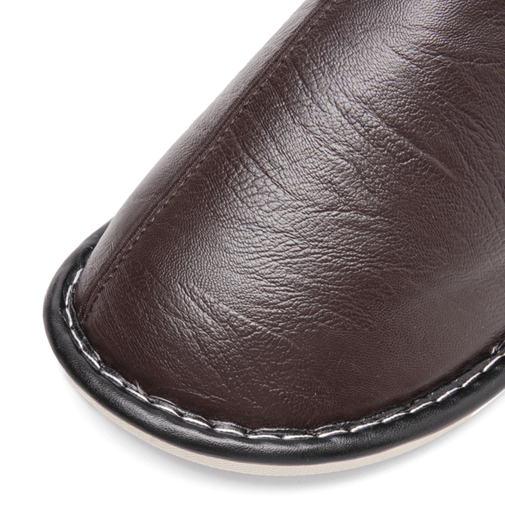 Men Thick-Sole Plush Lining Waterproof Slip Resistant Home Winter Slipers - MRSLM