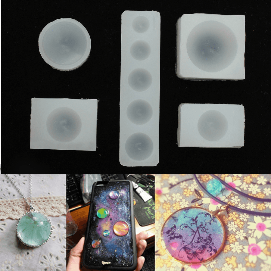 5Pcs/Set Half round Silicon Mould for Epoxy Resin Jewelry Decorative Craft - MRSLM