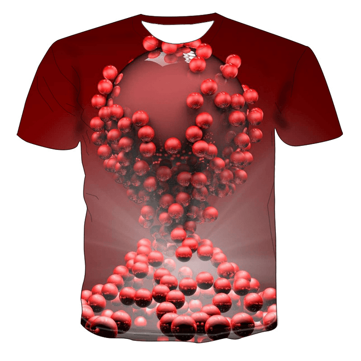 3D Three-Dimensional Ball Stacking Print T-Shirt - MRSLM