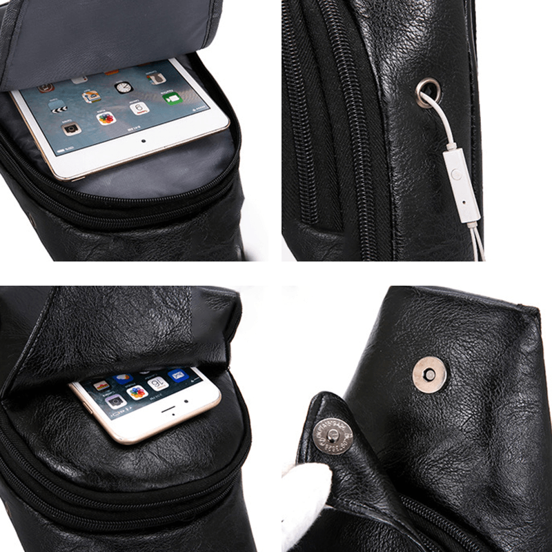 Men Multifunctional USB Crossbody Bag Chest Bag Shoulder Bag Business Outdoor - MRSLM