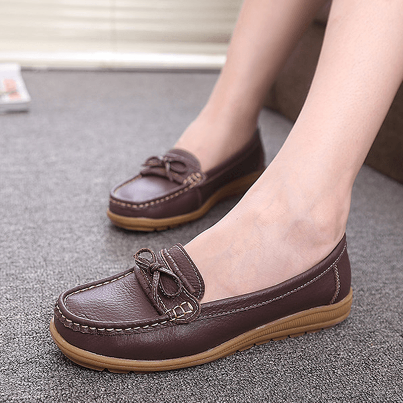 Women Flat Slip on Casual Soft Outdoor round Toe Flat Loafers Shoes - MRSLM