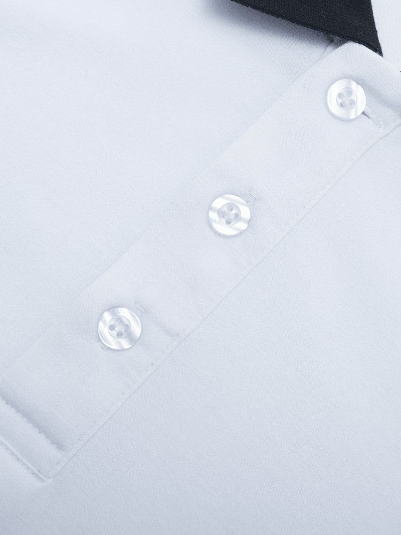 Mens Contrast Patchwork Letter Print 100% Cotton Casual Long Sleeve Golf Shirts - MRSLM